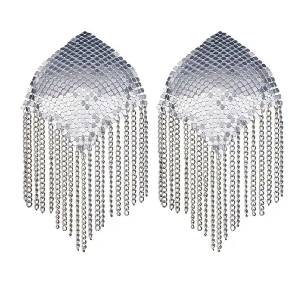 NWOT Silver Chainmaile Pasties with Chains